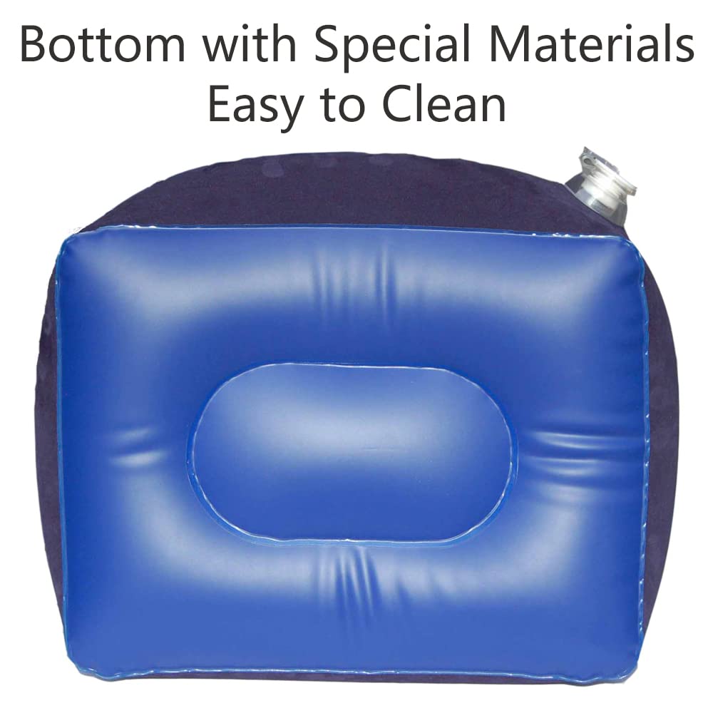 MYFON Inflatable Travel Pillow, Inflatable Travel Foot Rest Pillow, Leg Rest Pillow for Cars, Home, Office, Trains, Airplane, Blue