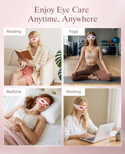 Red Light Therapy for Eyes, Wireless Under-Eye Red Light Therapy Mask with Timing Function, 3 Modes with Near-Infrared for Eyes Bags, Dark Circles, Fine Lines, Rechargeable Home Skincare Eye Mask