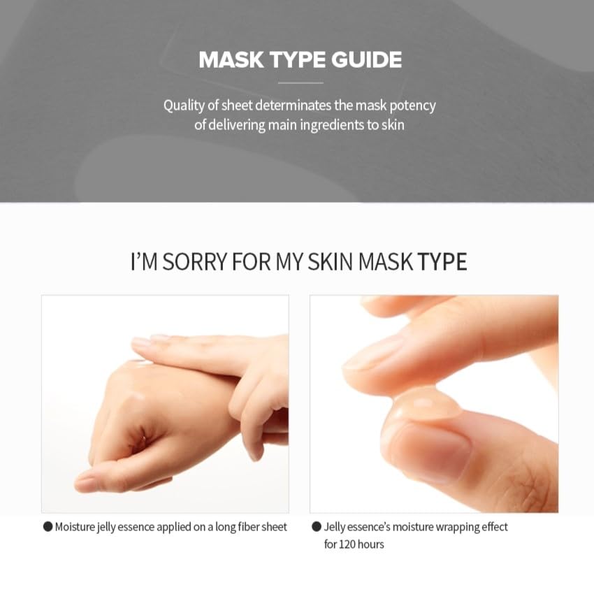 I'M SORRY FOR MY SKIN Jelly Face Mask Korean Skin Care, Hydrating Face Masks Skincare Set, Self Care Items for Glow Beauty, Teacher Appreciation Gifts for Women, Pack of 10 (Cooling SOS Soothing Mask)