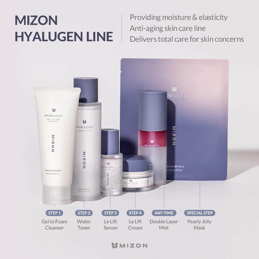 MIZON Hyalugen Le Lift Cream with Hyaluronic Acid and Marine Collagen Deep Hydration Total Care Youthful Skin Revitalizing Korean Skincare (1.69 oz)