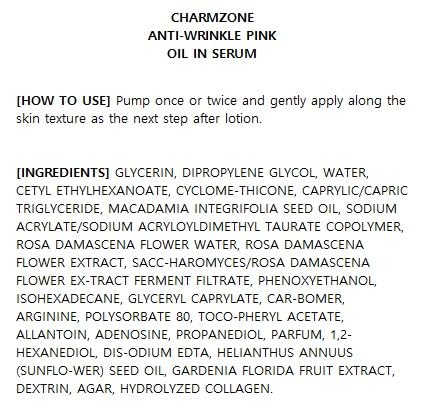 CHARMZONE Anti-Wrinkle Pink Oil-In Serum – Hydrating & Firming Korean Skincare | Face Serum with Bulgarian Damask Rose & Plant-Based Oils for Soothing & Moisturizing Dry, Sensitive Skin (1.01 fl oz)