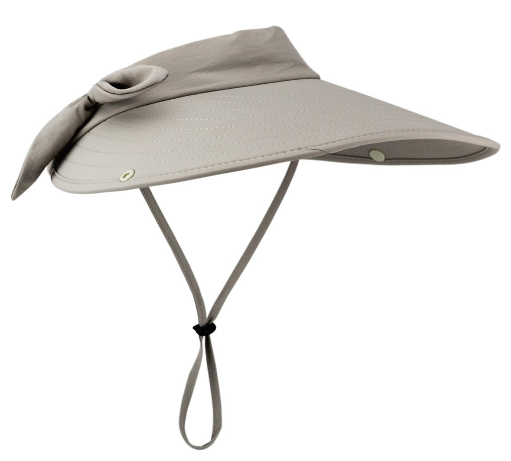 lenikis Women's UPF+50 Sun Visor Detachable Flap Hat Foldable Wide Brimmed UV Protection Face Mask Hat (Khaki)