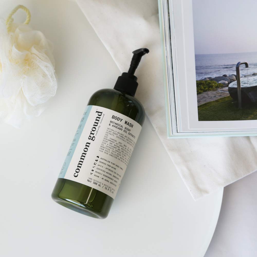 COMMON GROUND Natural Body Wash - Paraben & Cruelty Free, Vegan, Plant-Based, Botanical Freesia Scent & Avocado Oil Extracts - All Skin Types, Men & Women, Sensitive