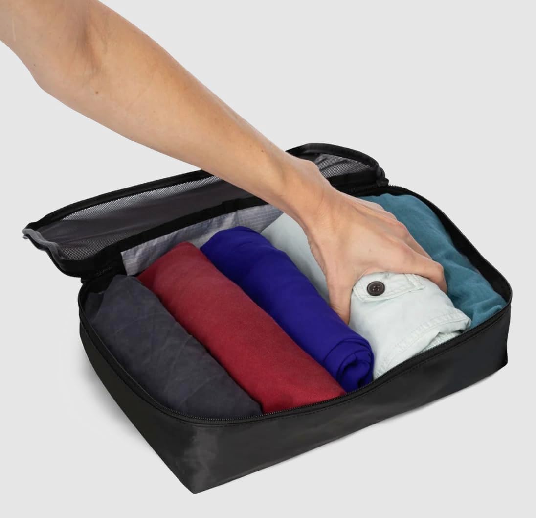 Tortuga Packing Cubes, Set of 3, Black - Lightweight Travel Cubes for Packing with Mesh Panels - Two Size Luggage Organizer Bags for Backpacks and Suitcases