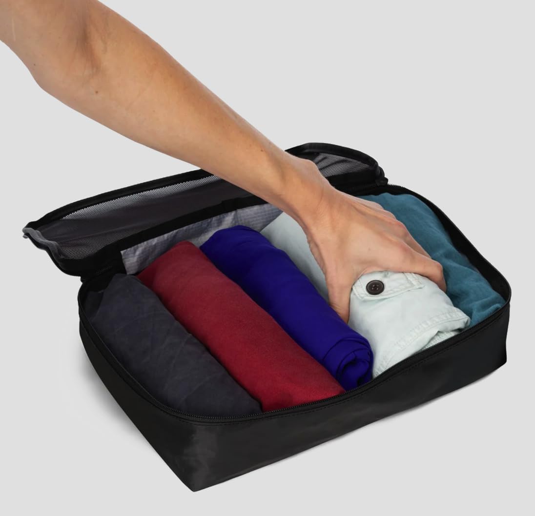 Tortuga Packing Cubes, Set of 3, Black - Lightweight Travel Cubes for Packing with Mesh Panels - Two Size Luggage Organizer Bags for Backpacks and Suitcases