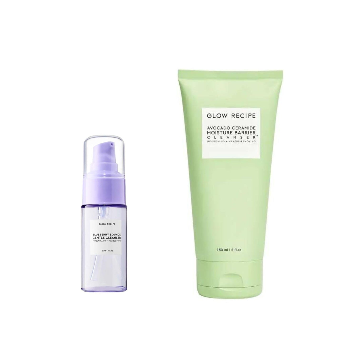 Glow Recipe Nourishing Double Cleanse Duo - Blueberry Mini Gentle Cleanser (30ml) + Avocado Ceramide Moisture Barrier Cleanser (150ml)