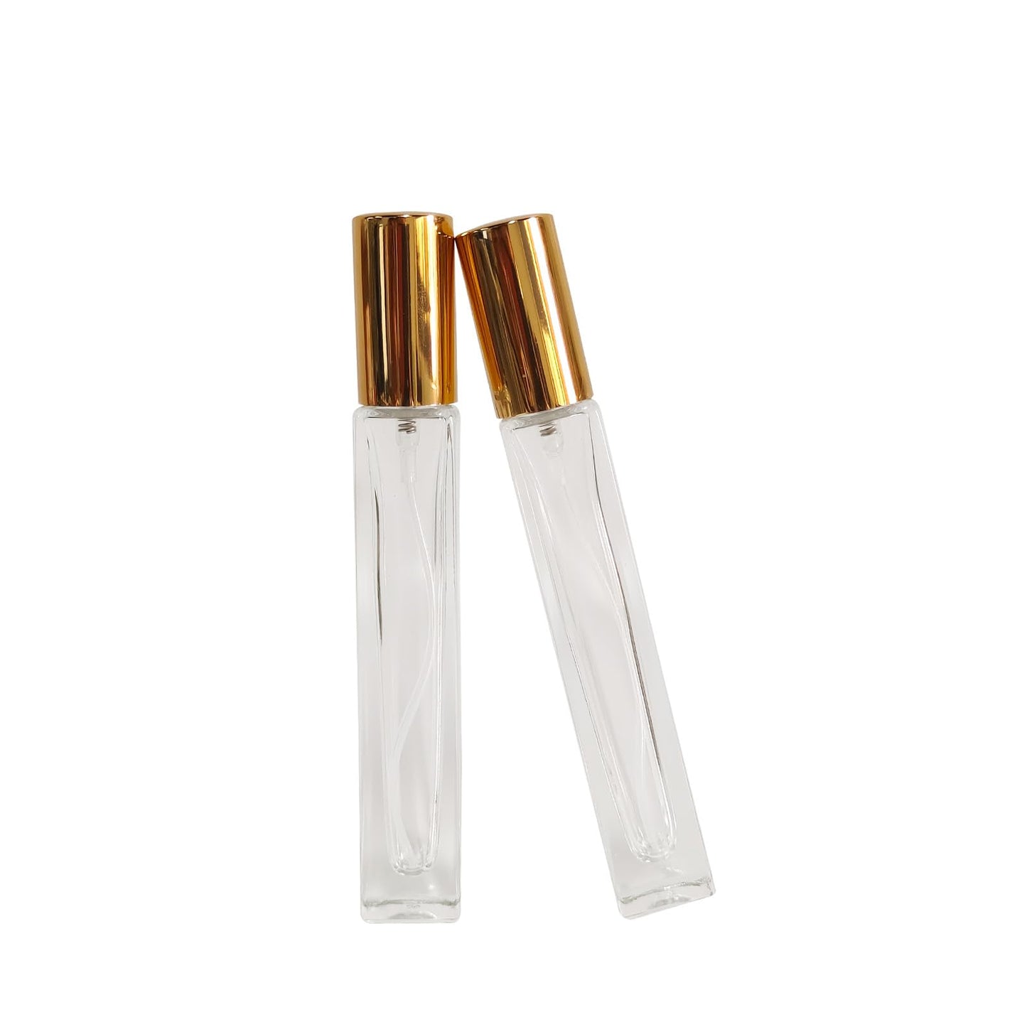 AGENIZ 8PCS 10ml Perfume Refill Glass Mini Portable Travel Glass Square Spray Bottle, Essential Oil Sample Bottle (10ML/Gold)
