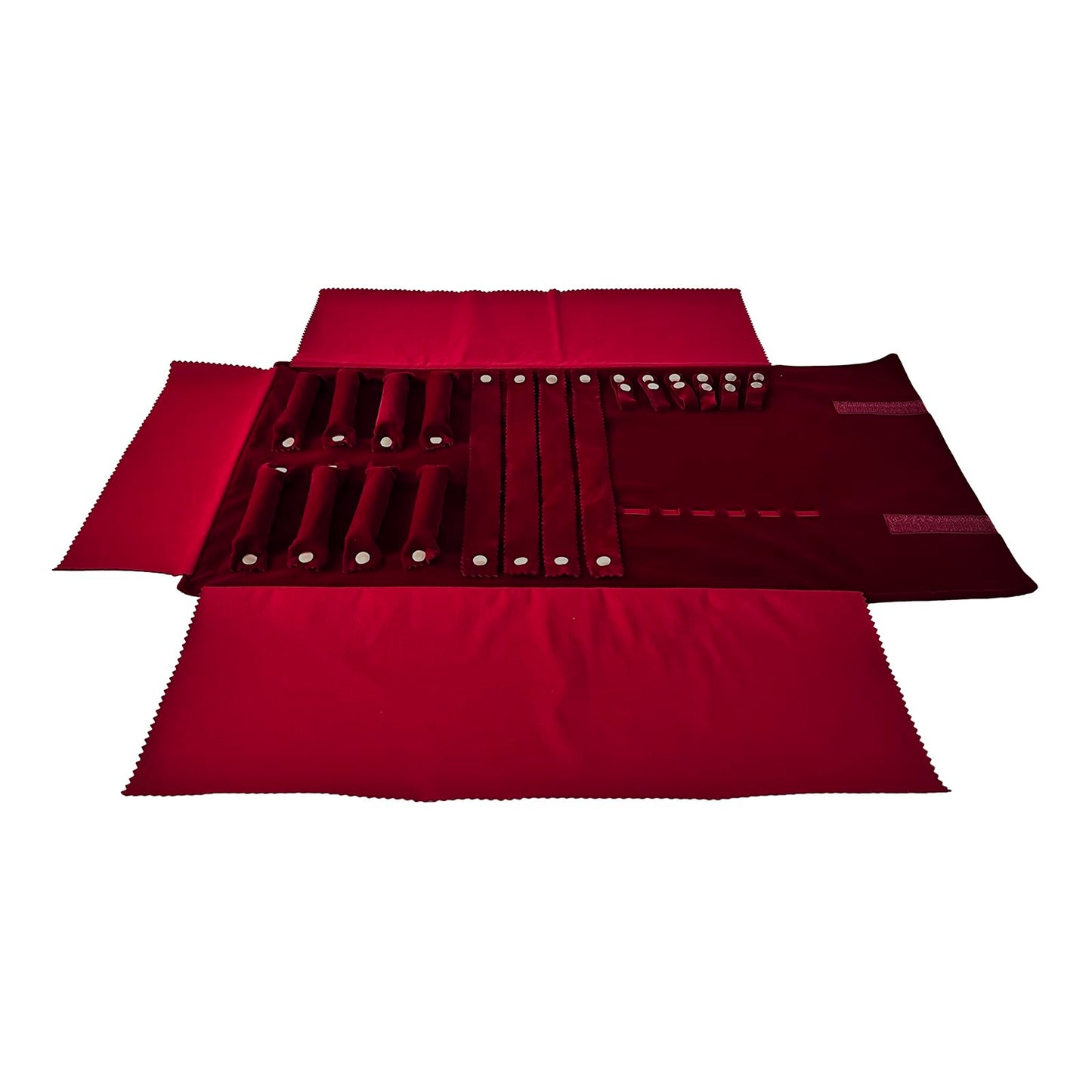 UnionPlus Velvet Jewelry Case Roll Bag for Necklace Bracelet Earrings Rings Multi-compartments, Great Jewelry Organizer for Travel, Burgundy