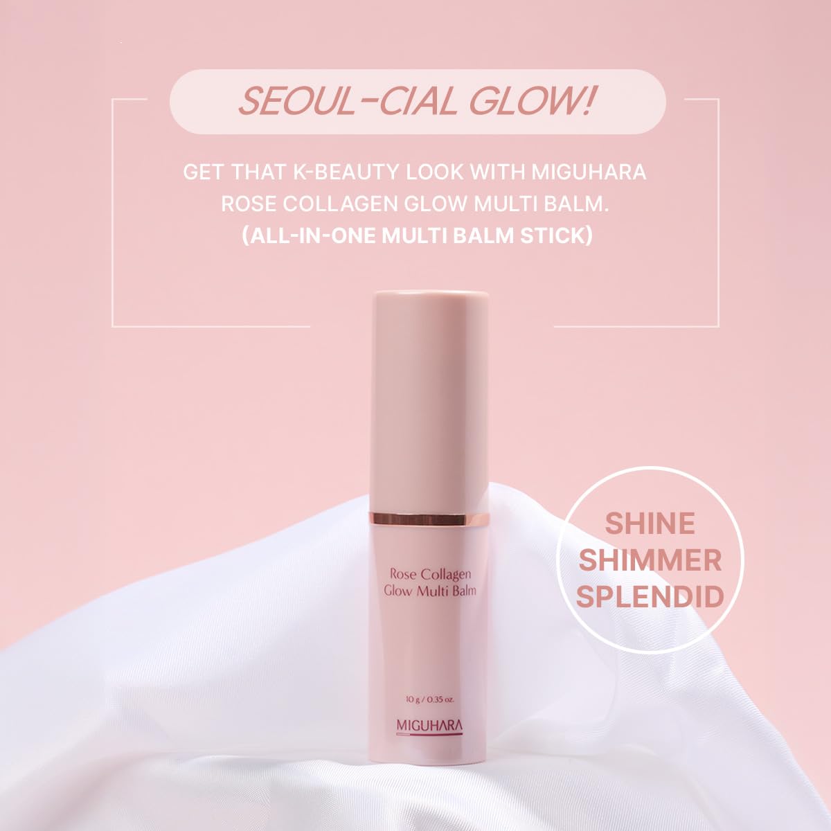 MIGUHARA Rose Collagen Glow Multi Balm | Korean Skincare | All-in-One Hydrating Multi Balm Stick (10g/0.35 oz.)