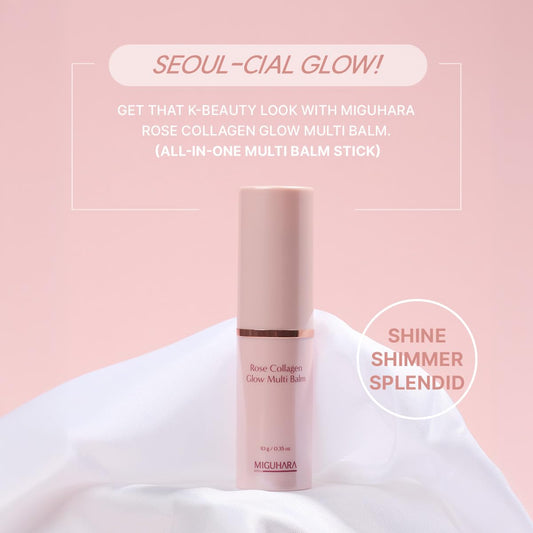 MIGUHARA Rose Collagen Glow Multi Balm | Korean Skincare | All-in-One Hydrating Multi Balm Stick (10g/0.35 oz.)