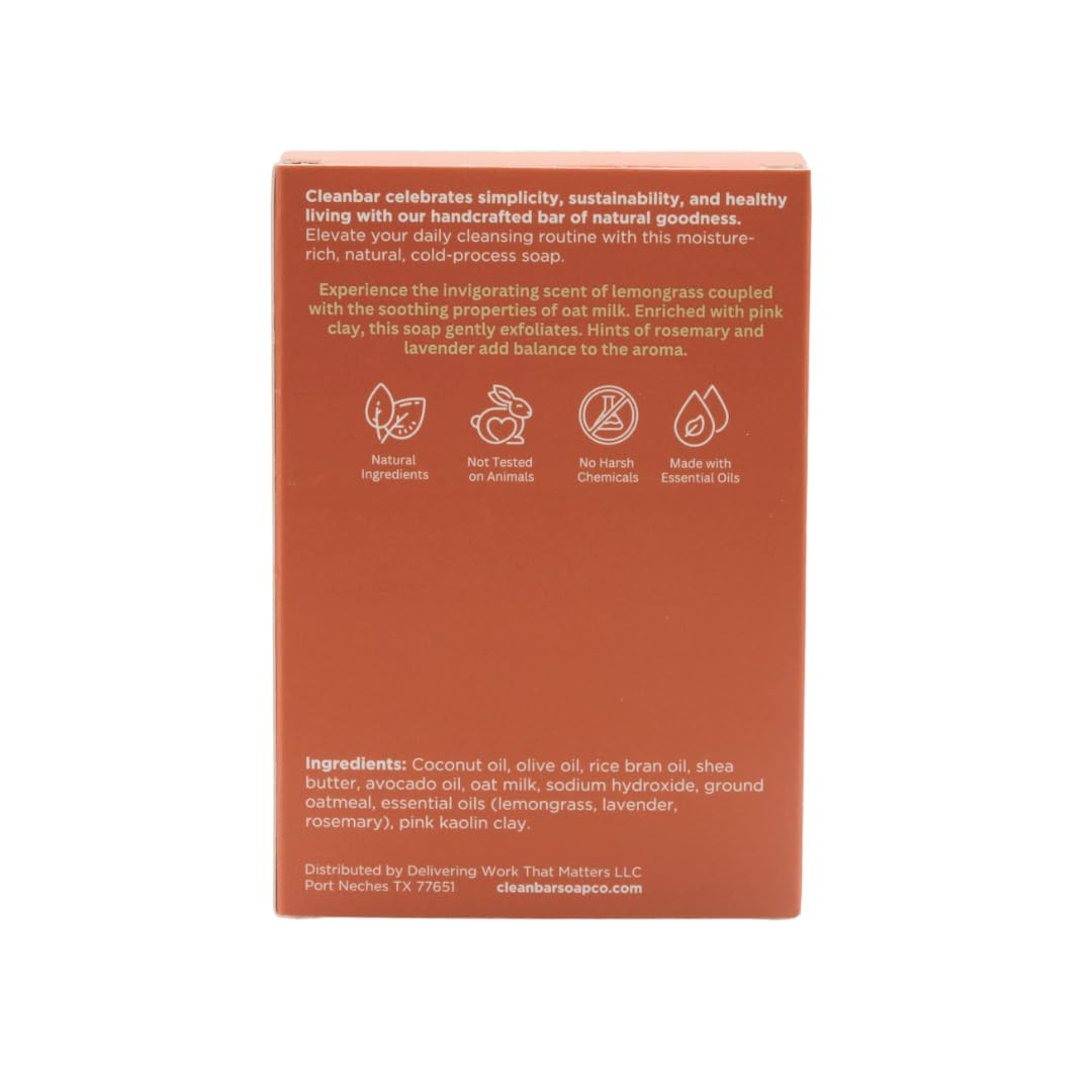 Cleanbar All-Natural Bar Soap -Cheeri-Oats - Lemongrass, Lavender, Rosemary, and Oatmeal Exfoliating Bar Soap