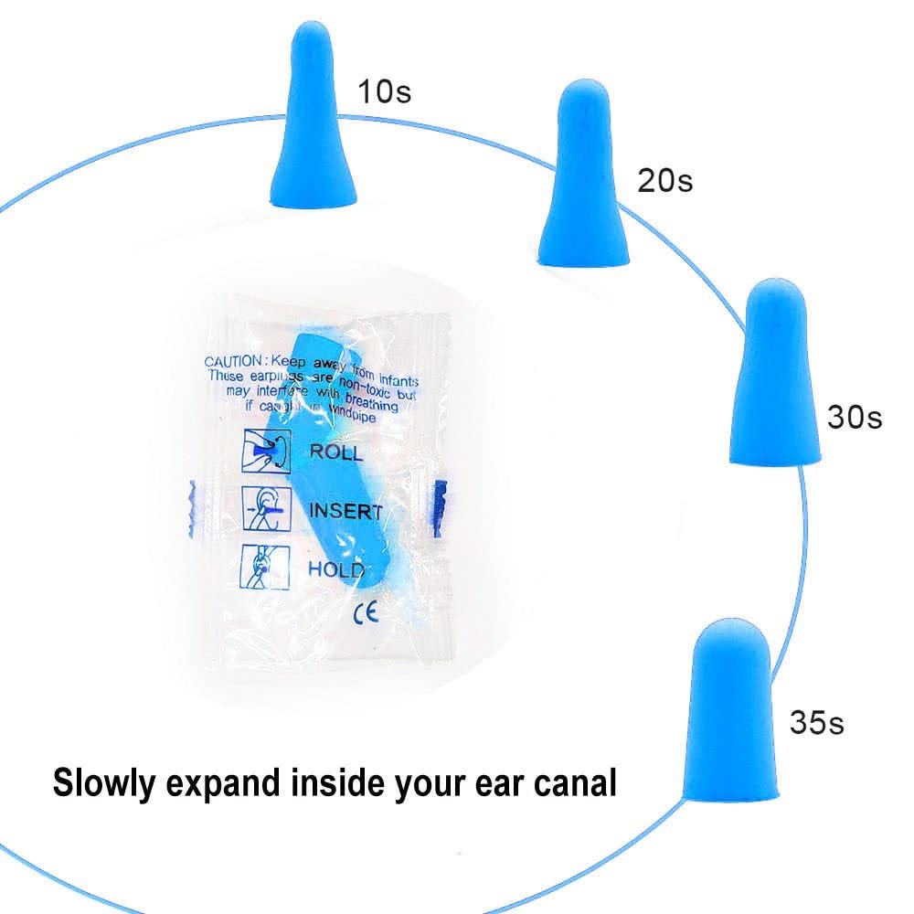 Quality Foam Earplugs - 200 Pairs Bulk Pack - Ideal Ear Plugs for Sleeping, Noise Cancelling, Snoring, Travel, Shooting, Study, Work, Construction, and Safety Hearing Protection - 32 dB NRR - Blue
