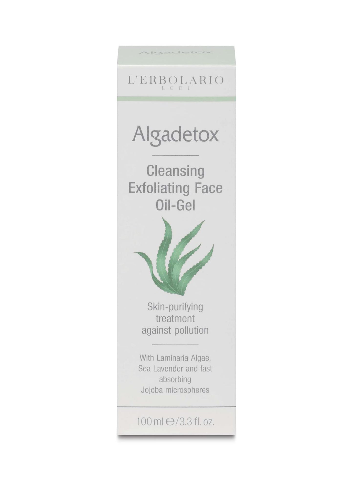 L'Erbolario Algadetox Cleansing Exfoliating Face Oil-Gel - Skin-Purifying Treatment Against Pollution - Gently And Effectively Cleanses Your Skin - Perfect To Tone, Protect The Face - 3.3 Oz Cleanser