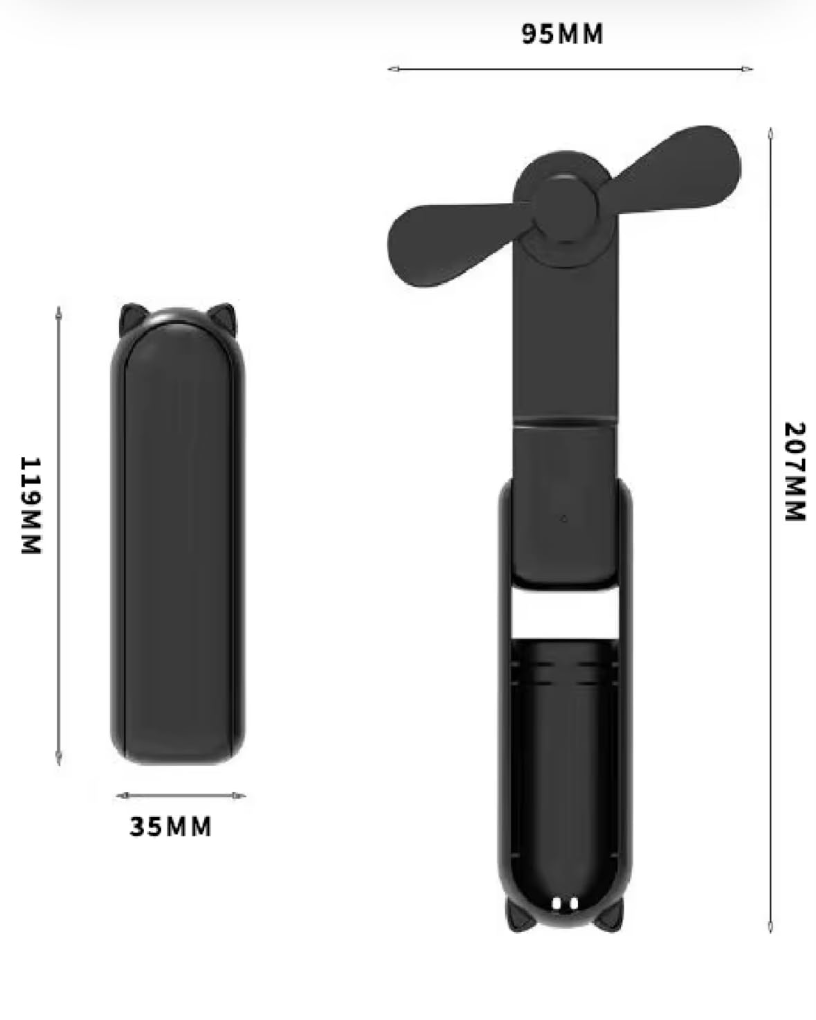 Portable Mini Fan with Powerbank, 3-Speed USB Rechargeable, 25Hr Battery Life, Brown/Green