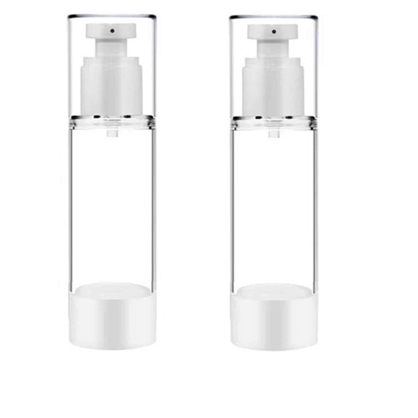 KEAIYYJ- 1 oz Travel Pump Bottle for Toiletries Airless Face Wash Container Small Mini Size Empty Refillable Dispensers 30ml 2 Pack