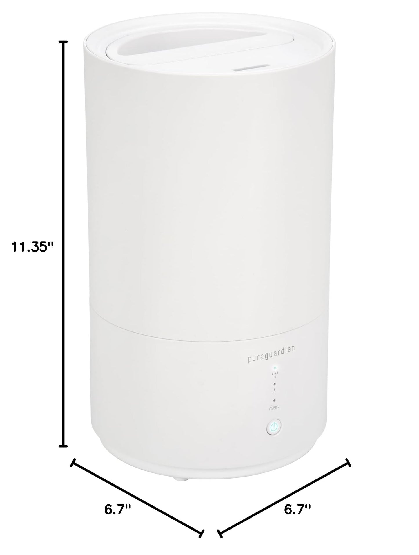 PureGuardian Top Fill Humidifier - H950AR Cool Mist Humidifier, 0.8 Gallon Tank with 30 Hour Runtime, Filter-Free, Quiet Ultrasonic Technology, Essential Oil Tray, 2 Speed Mist Control & Silver Clean