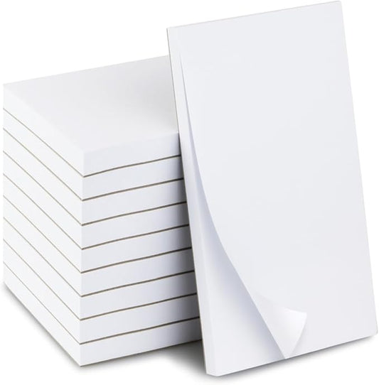 10 Pack Note Pads 3x5 | 100 Sheets Per Memo Pad | Server Note Pads | Scratch Pads for Writing | White Blank Notepads in Bulk | Small Notepad | Paper Pads for To Do Grocery List
