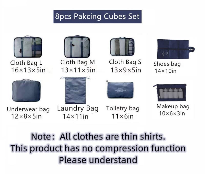 OEE Luggage Packing Organizers Packing Cubes Set for Travel