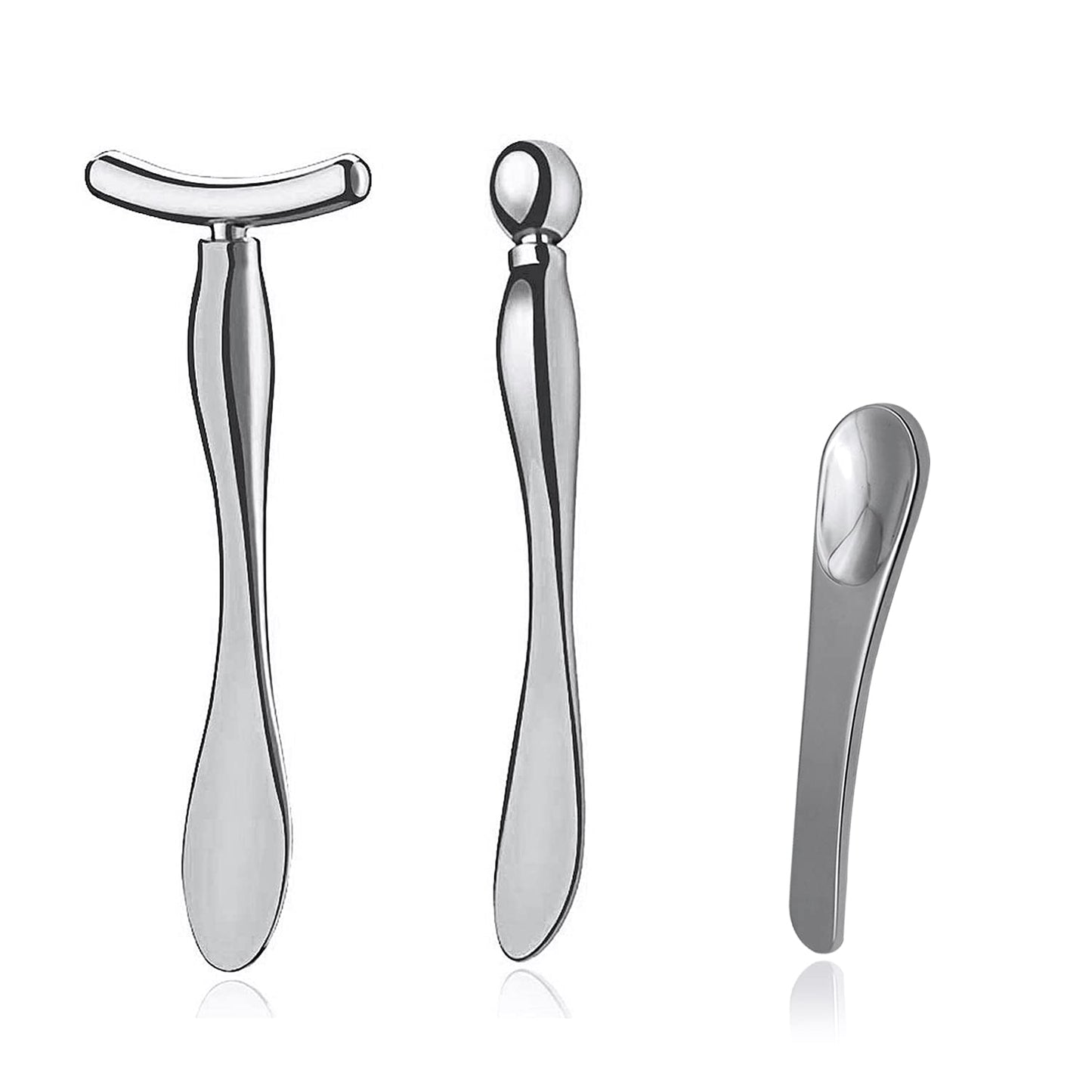 3 Pcs Metal Eye Cream Applicator Tool, Eye Roller Massage Sticks and Makeup Cream Spoon, Facial Massager for Reducing Puffiness Wrinkle Dark Circles