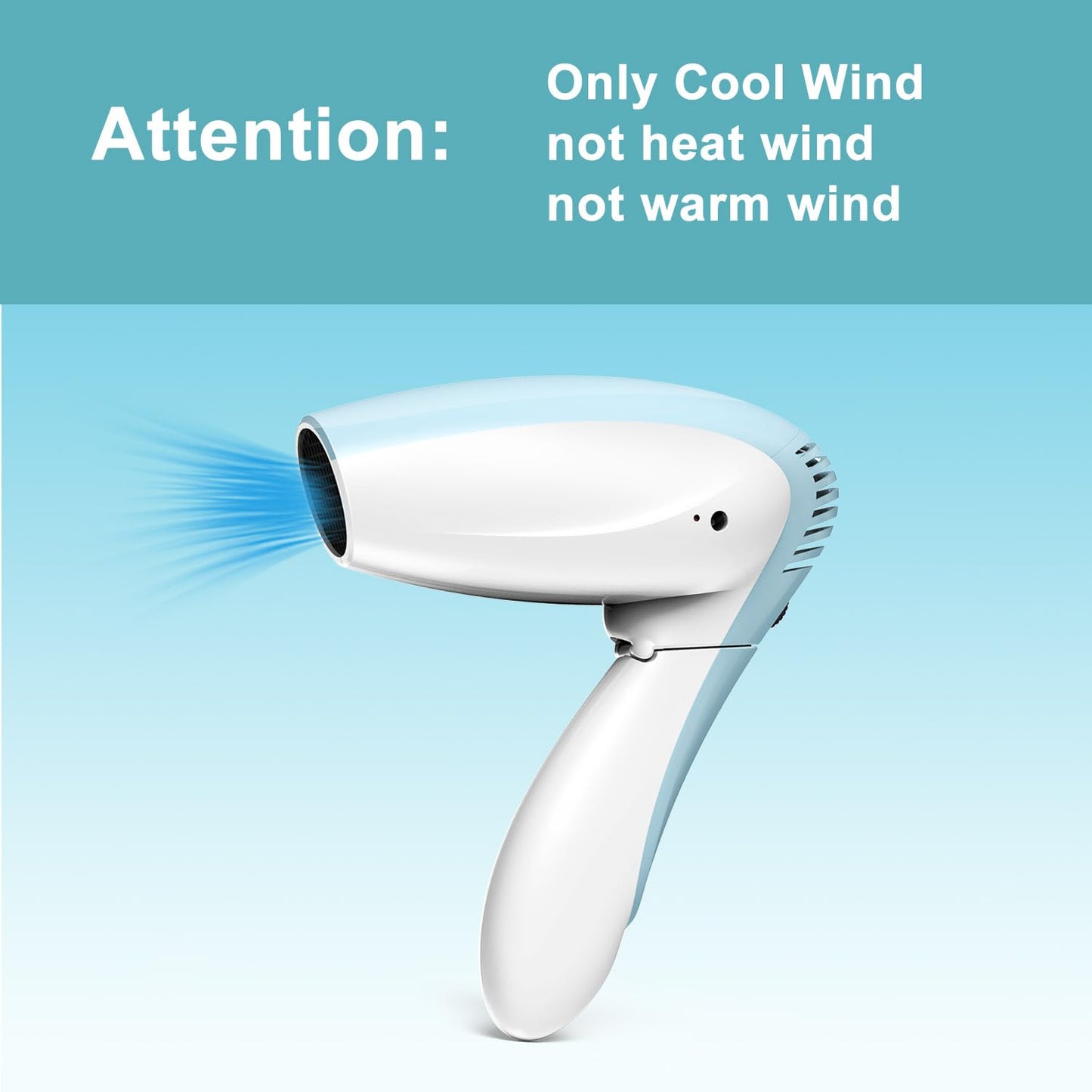 Cordless Hair Dryer - Only Cold Wind Battery Operated Hair Dryer - Rechargeable Portable Hairdryer for Indoor, Outdoor, Camping, Tourism