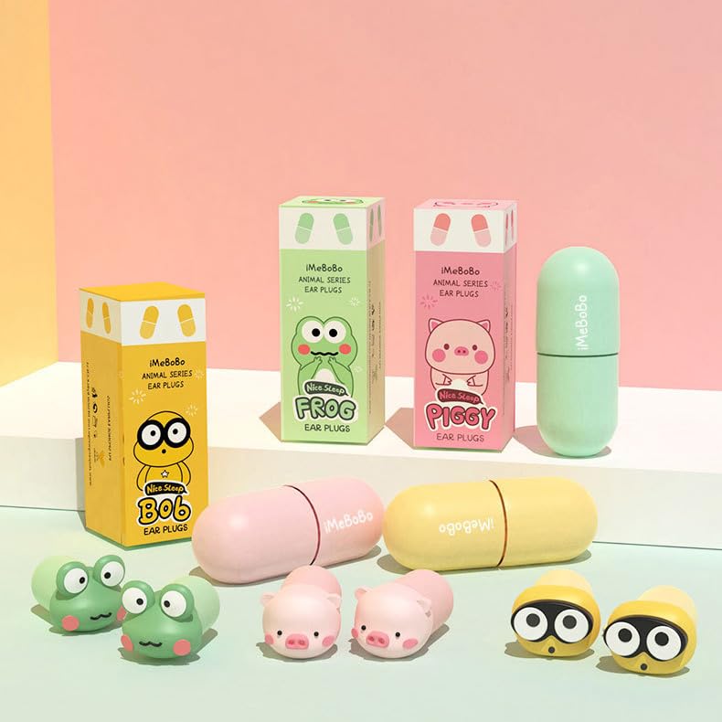 Ankeli 4 Pairs of Noise Cancelling earplugs, Reusable Cute Cartoon Soft and Comfortable earplugs, Silicone earplugs Suitable for Sleeping, Noise Sensitive, Travel, Work, snoring