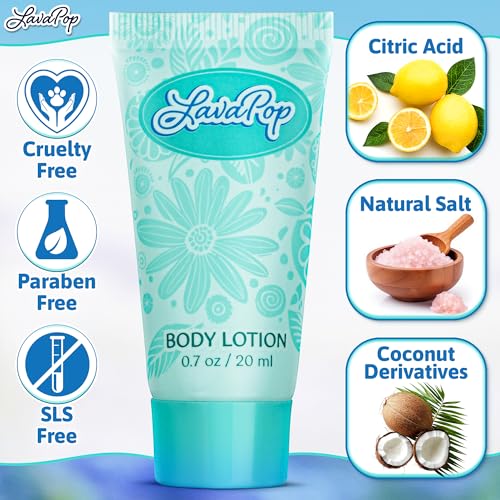 LavaPop - Travel Size Body Lotion - Iris, Violet & Amber, 0.7 fl oz, 100 Pack - Delight Your Guests with Calming & Comforting Lotion - Bulk Hotel Toiletries for Airbnb, Motels & Guest Rooms