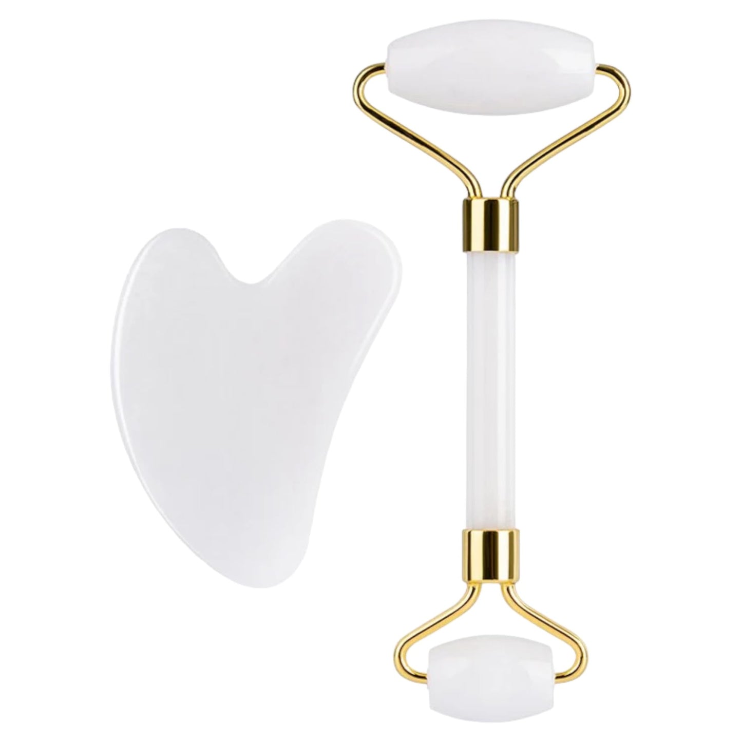 Generic Lucky LAMA White Jade Roller and Gua Sha 2 in 1 Set for Face and Body Anti Aging, Anti-Wrinkle, Reducing Puffiness and Redness Facial Tools Face Roller and Gua Sha Set for Men Women