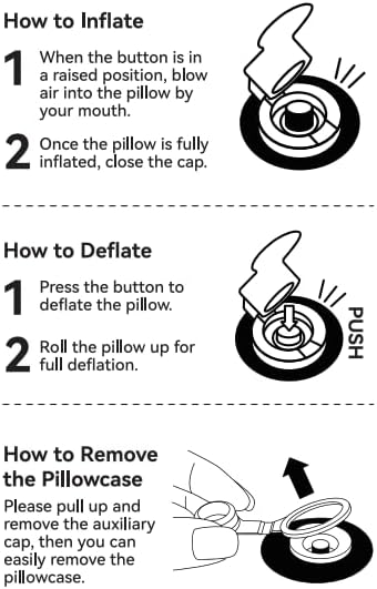 Hikenture Camping Pillow with Removable Cover - Ultralight Inflatable Pillow for Neck Lumbar Support - Upgrade Backpacking Pillow - Washable Travel Air Pillows for Camping, Hiking, Backpacking