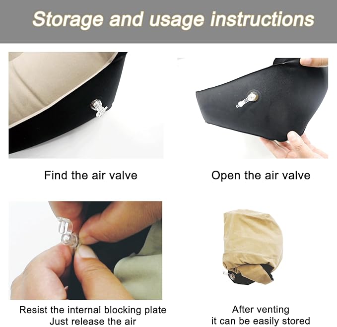 Inflatable Foot Rest, Carseat Inflatable Foot Rest Pillow, Airplanes Inflatable Foot Rest Cars, Travel Footrest Pillow for Home Office,Trains (Light tan with Black, 14.5" L×11.8" W×7.9”H)