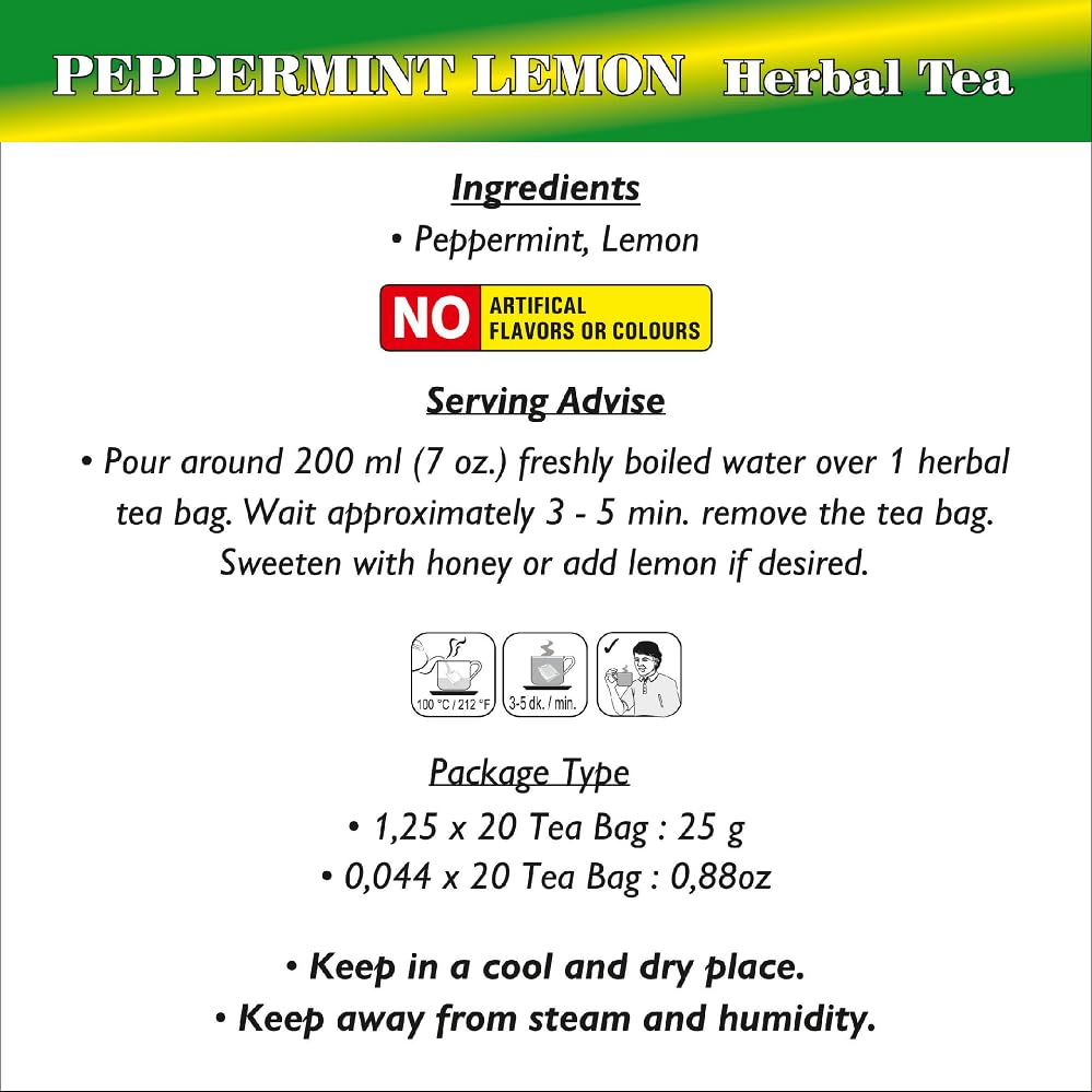 Peppermint Lemon Herbal Tea from Tisan – 40 Herbal Tea Bags