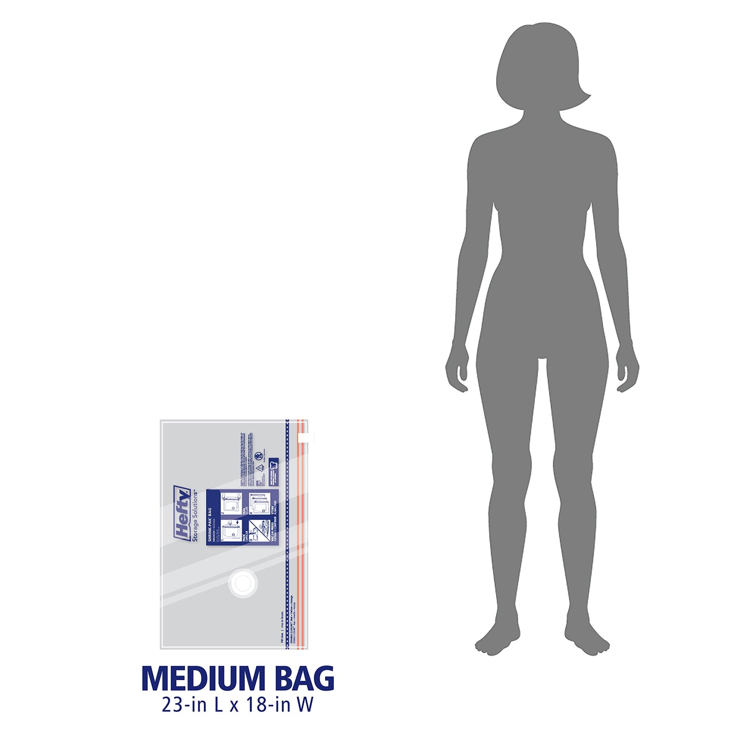 Hefty Shrink-Pak Vacuum Storage Bags - Space Saver for Under Bed Storage, Clothing and Comforters, 3X More Storage Space, 6 Medium Zipper Bags