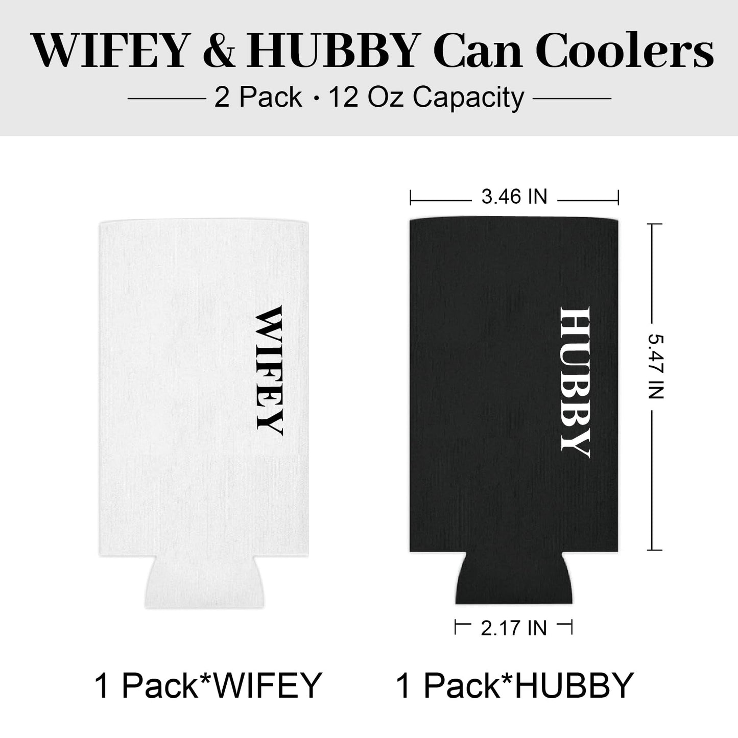 PartyGifts&beyond Honeymoon Essentials Hubby and Wifey Gifts Slim Can Coolers Wedding Can Coolers Engagement Gifts for Couples(HW-TR)
