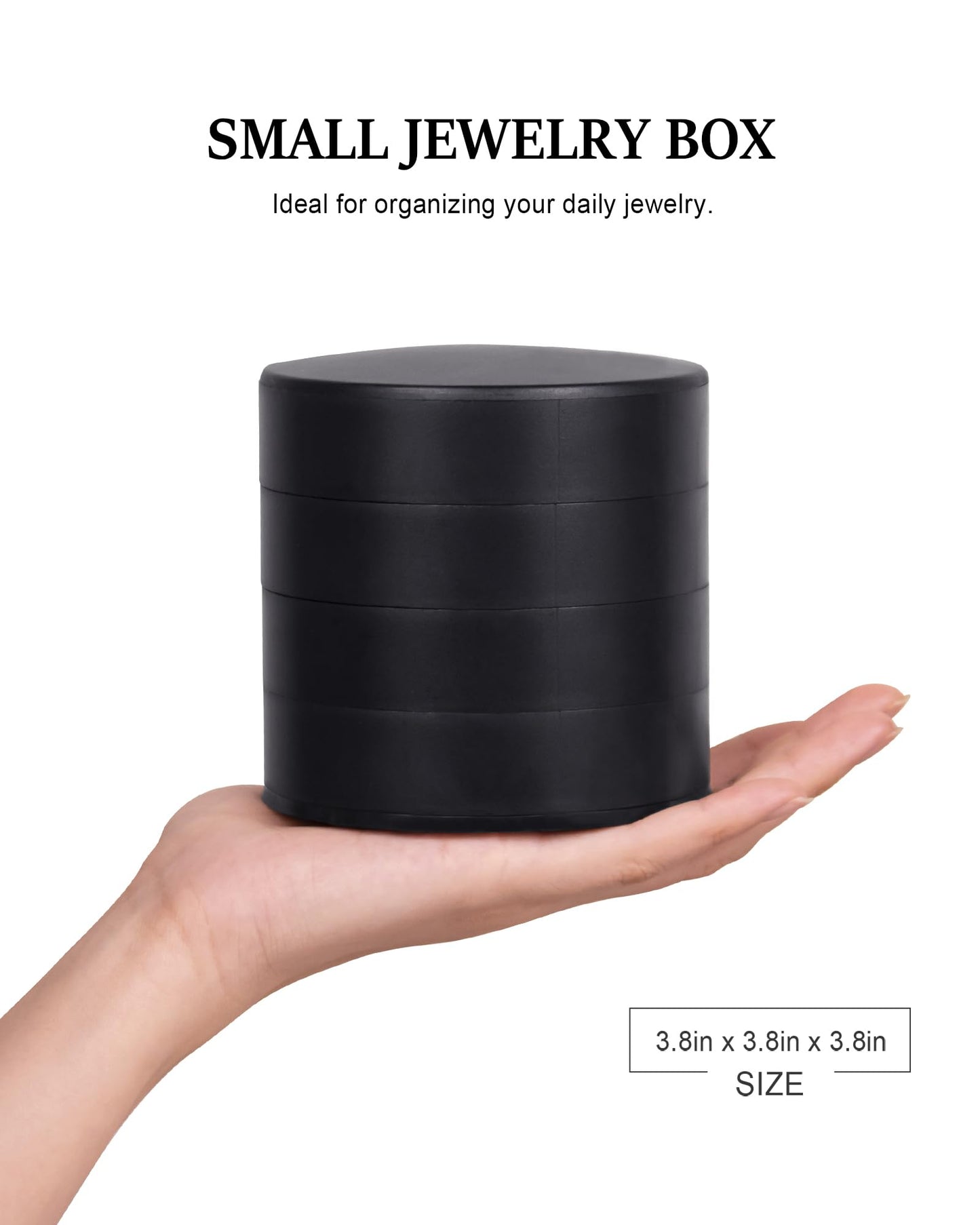 CONBOLA Jewelry Organizer, Small Jewelry Storage Box Earring Holder for Women, 5-Layer Rotating Travel Jewelry Tray Case with Lid for Bracelets Rings Bracelets(Black)