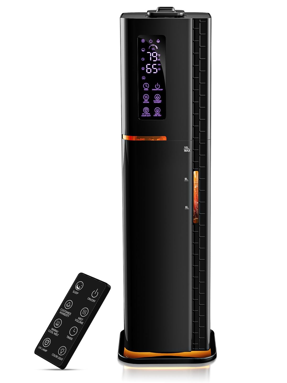 2.64Gal Humidifiers for Bedroom Large Room, Warm and Cool Mist up to 500ft², Top Fill Diffuser Ambient Light, 3 Mist Modes, 24H Timer, 35dB Quiet Humidifier for Home Office Plants