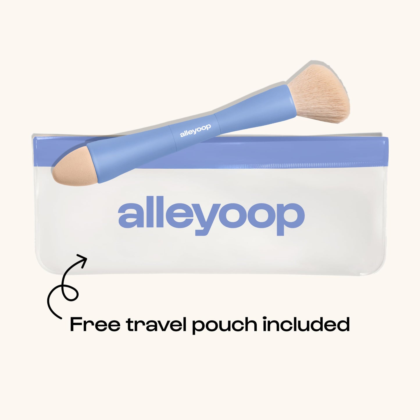 Alleyoop Multi-Tasker 4-in-1 Travel Makeup Brush Set – Compact Makeup Brushes with Blending Sponge, Eyeshadow, Eyebrow & Liner, Blush & Bronzer Brush – Mini Makeup Tools Kit for Women, Vegan