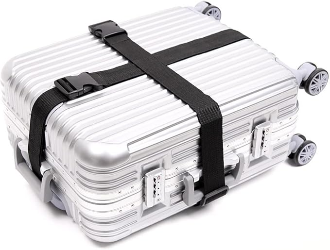 2Pieces Luggage Straps for Suitcase Travel Accessories TSA Approved, 80In Long Belts to Keep Your Suitcase Secure, Black Adjustable Bag Straps with Quick-Release Buckle for Travel Bag Closure