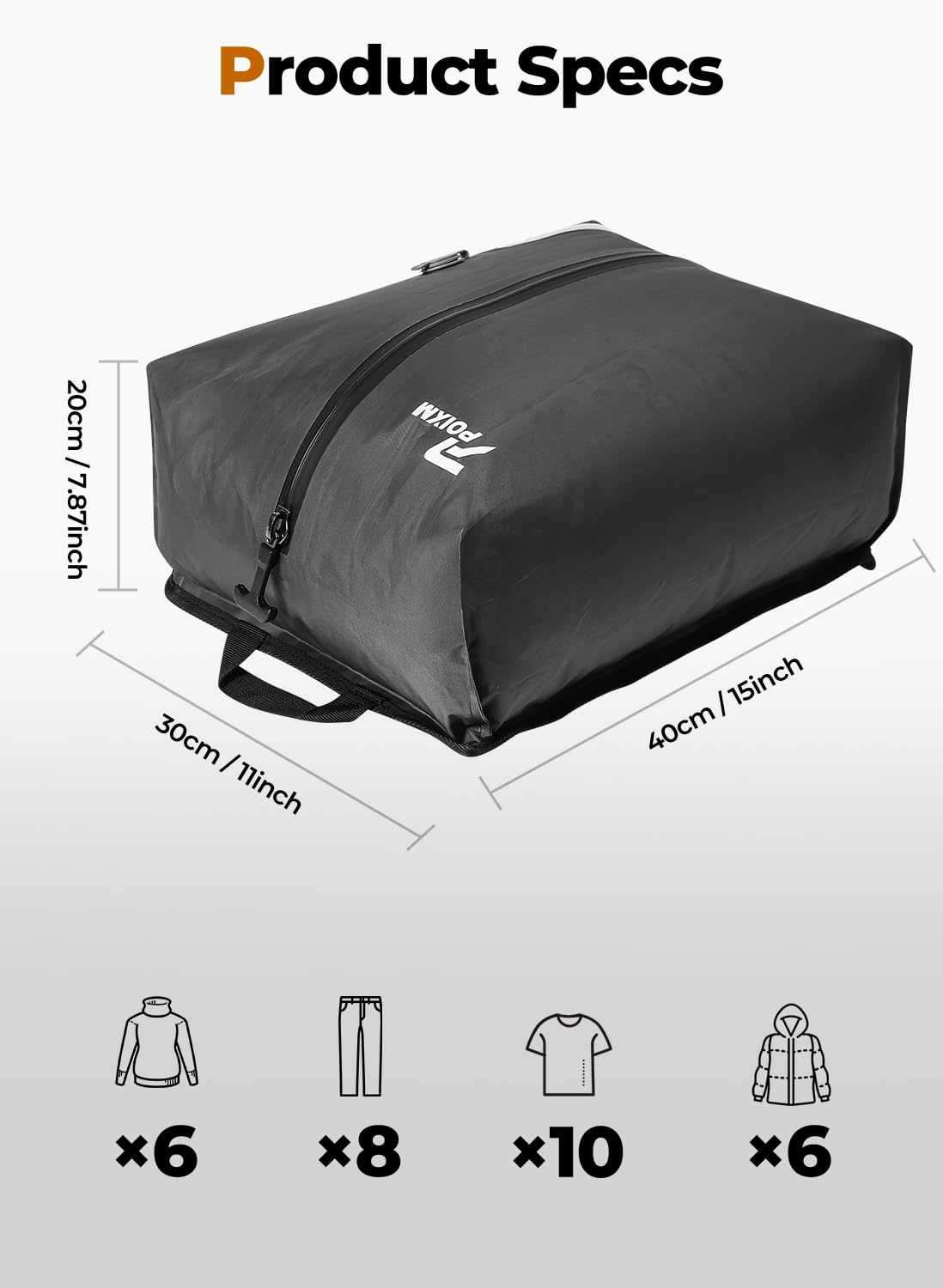 POIXM Reusable Vacuum Bags for Travel, IP67 Waterproof Space Saver Bag for Travel Suitcases and Backpack