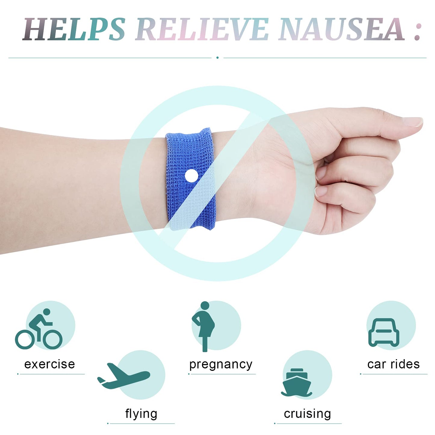 Jadive 4 Pieces Anti Nausea Wristband Seasickness Motion Sickness Bracelets Wristband Adjustable Motion Nausea Bands for Motion Sickness, Morning Sickness, Car Sickness, Travel Sickness