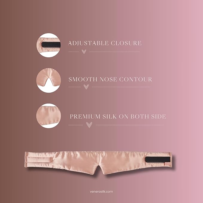 Silk Eye Mask - 100% Pure Mulberry 22 Momme Silk Sleep Mask, Adjustable Sleep Mask for Women and Men (Adjustable, Cloud Black)