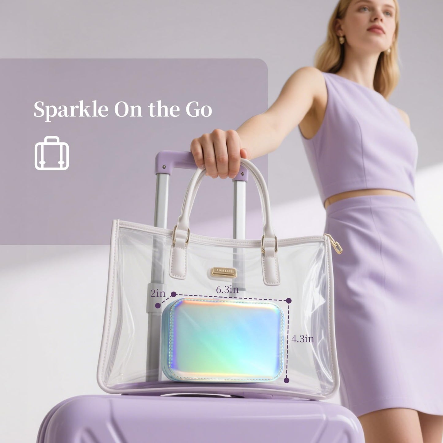 LAMU Travel Jewelry Box,Portable Jewelry Organizers and Stroage, Iridescent Rainbow Small Jewelry Case for Earrings Rings Necklaces,Travel Essentials for Women Girls Bridesmaid Gifts (Silver)