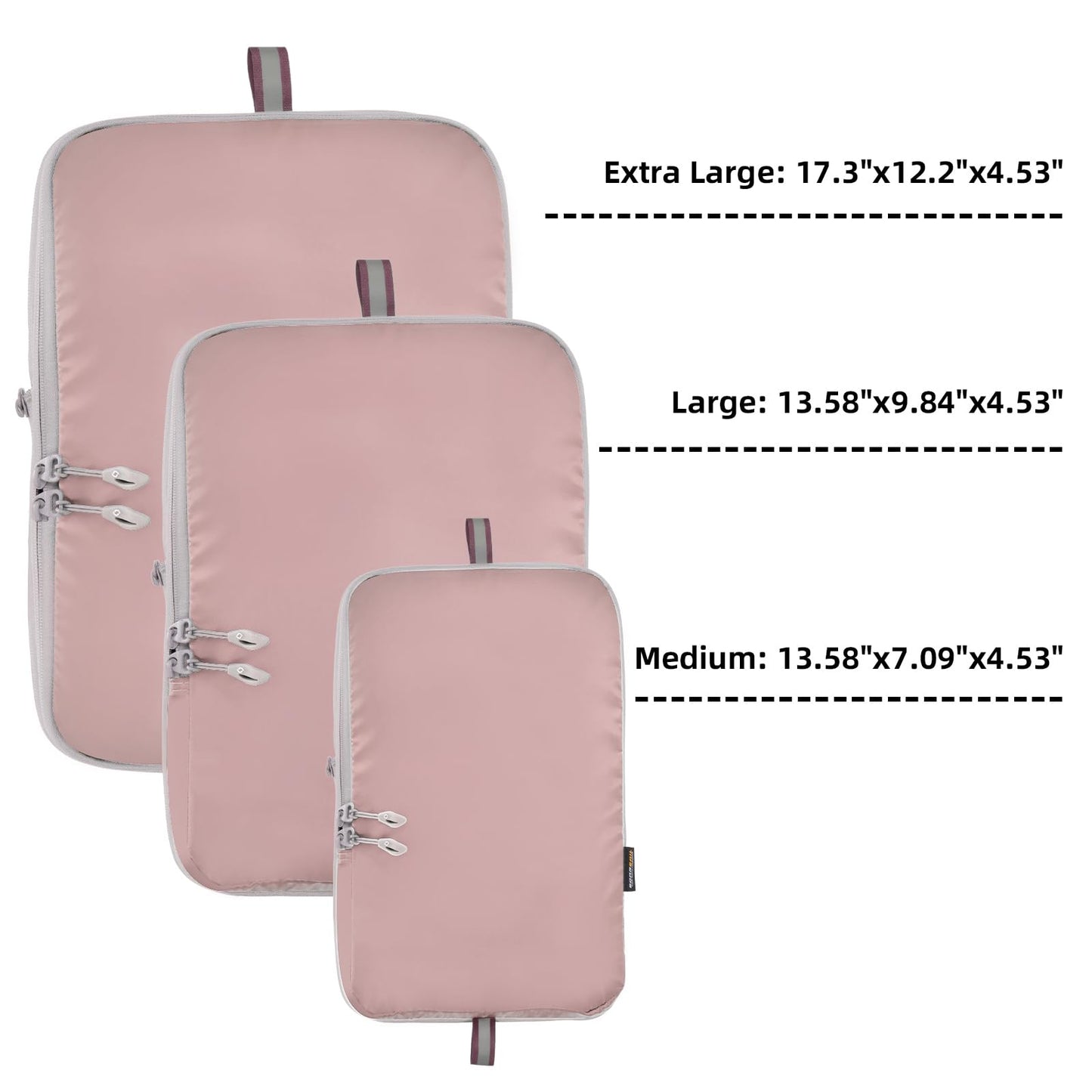 4 Set Compression Packing Cubes, Carry On Suitcase Luggage Travel Organizers (Light Pink)