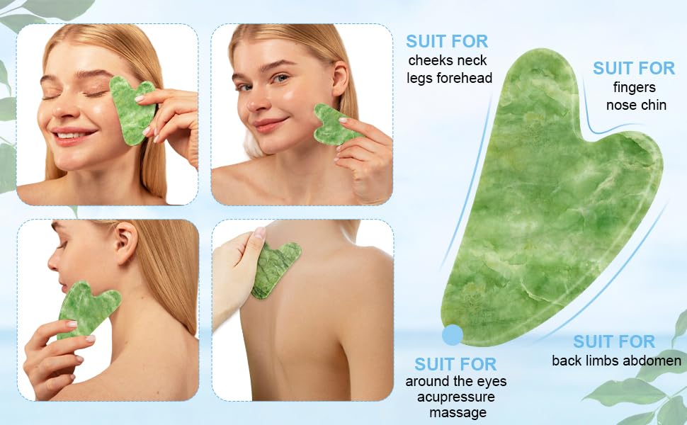 Sbnnfikeb Jade Roller and Gua Sha Set,Gua Sha Facial Tools,Face Roller,Jade Roller for Face,Guasha Tools for Face,Self Care Kit for Men Women