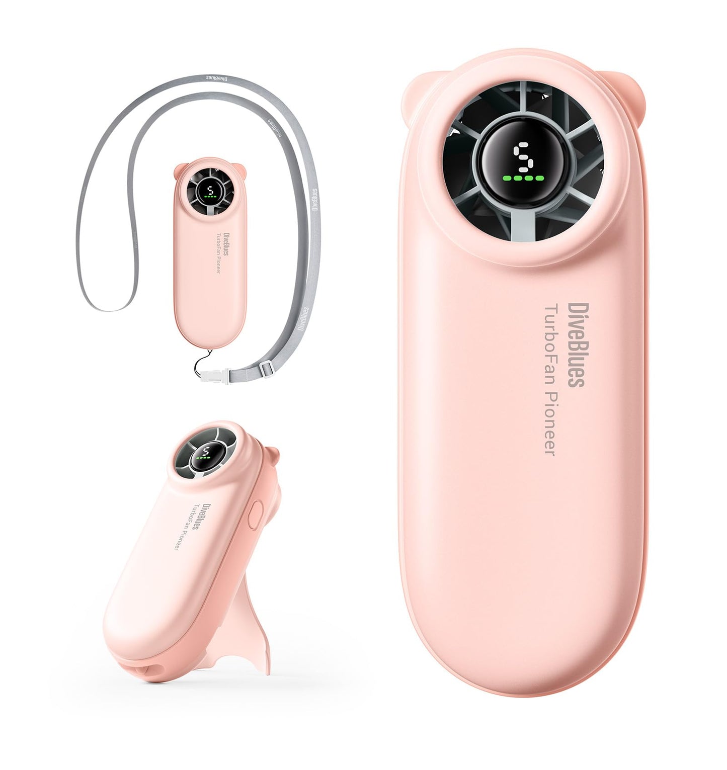 Diveblues Handheld Portable Turbo Fan, 4000mAh USB Rechargeable Pocket Fan, Up to 16 Hours, Hand Fan with 5 Speeds Powerful Cooling for Travel/Summer/Outdoor/Lash/Purse