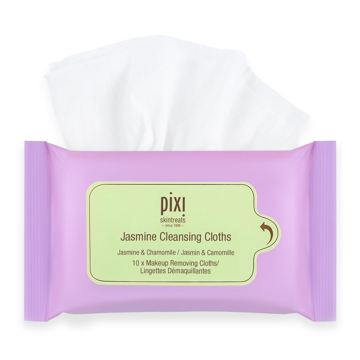 Pixi Beauty Jasmine Cleansing Cloths Mini |Cleansing, Smoothing, and Hydrating Disposable Face Towelettes| Pack of 10 Face Wipes
