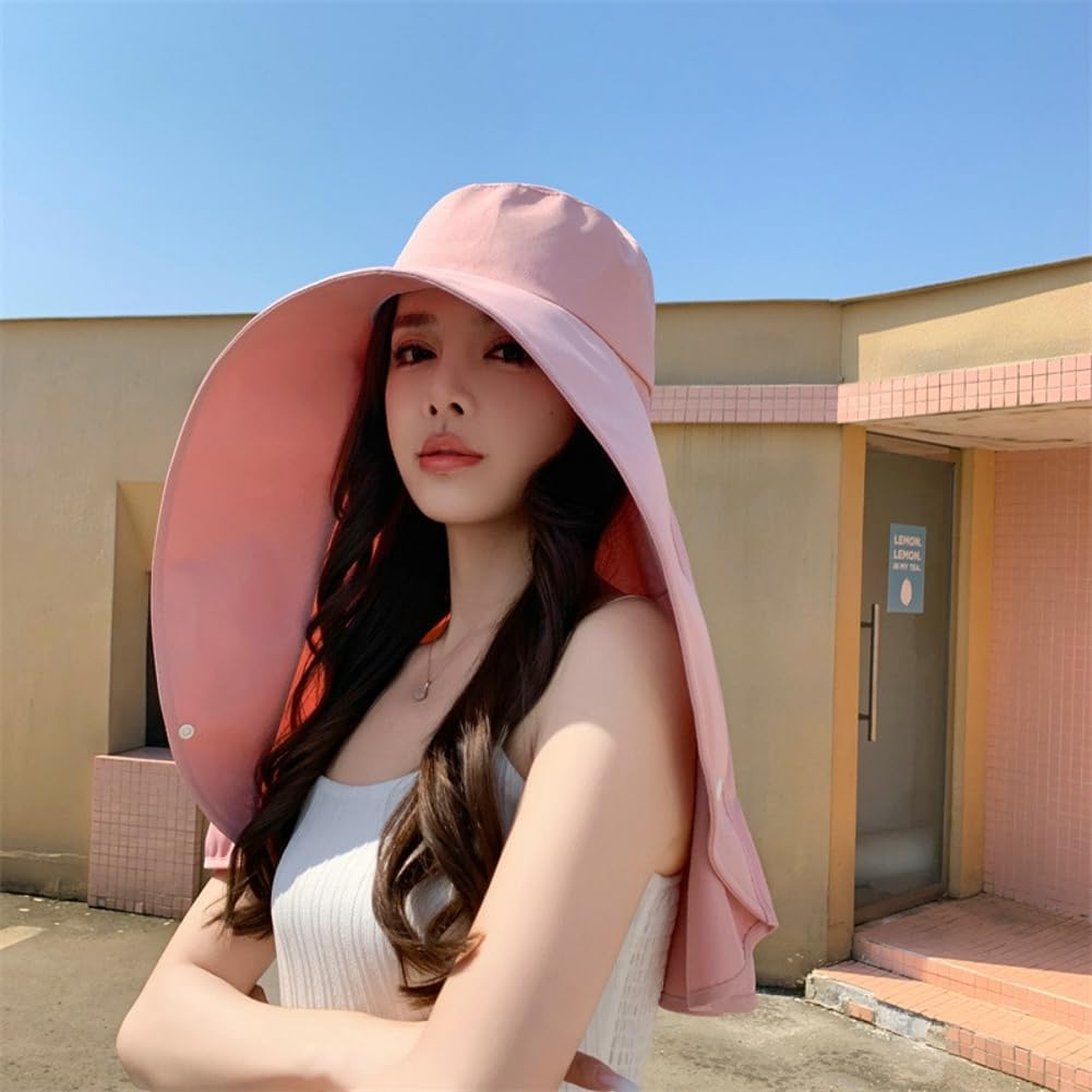 Sun Hats for Women Sun Protection Wide Brim Shawl with Neck Flap Hiking Visor Hat Outdoor Summer Khaki