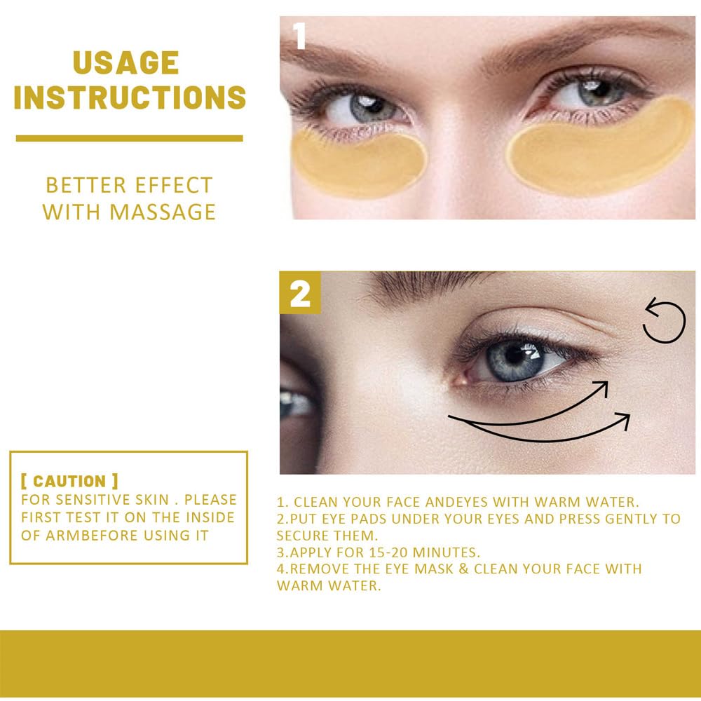LaPalo 24K Gold Eye Mask (60Pcs) Under Eye Patches for Puffy Eyes & Dark Circles - with Collagen,Glycyrrhiza,Glabra, Natural Plant Ingredients Eye Skin Care Pads