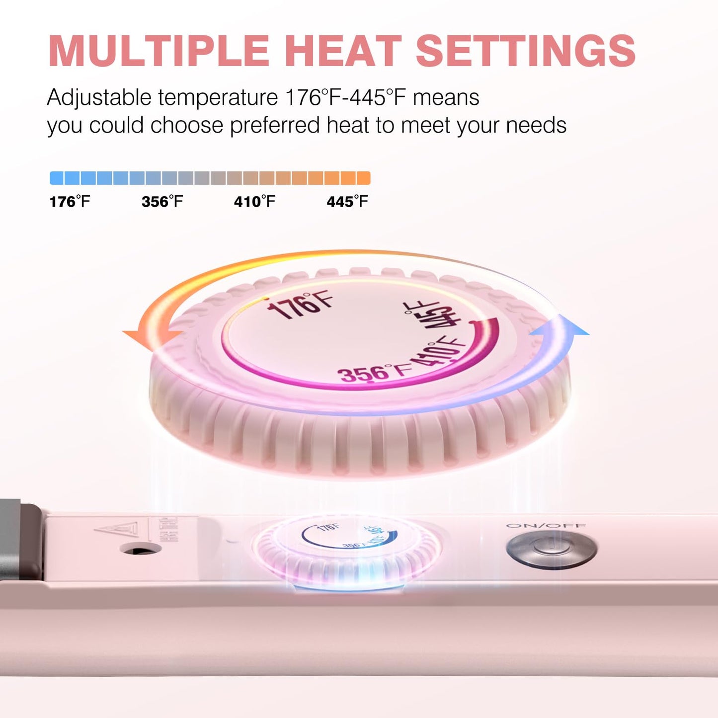 MiroPure 1 Inch Flat Iron, Hair Straightener with 30S Fast Heating & 60min Auto Shut-Off, Hair Straightener and Curler 2 in 1 with 3D Ceramic Floating Plates, Pink