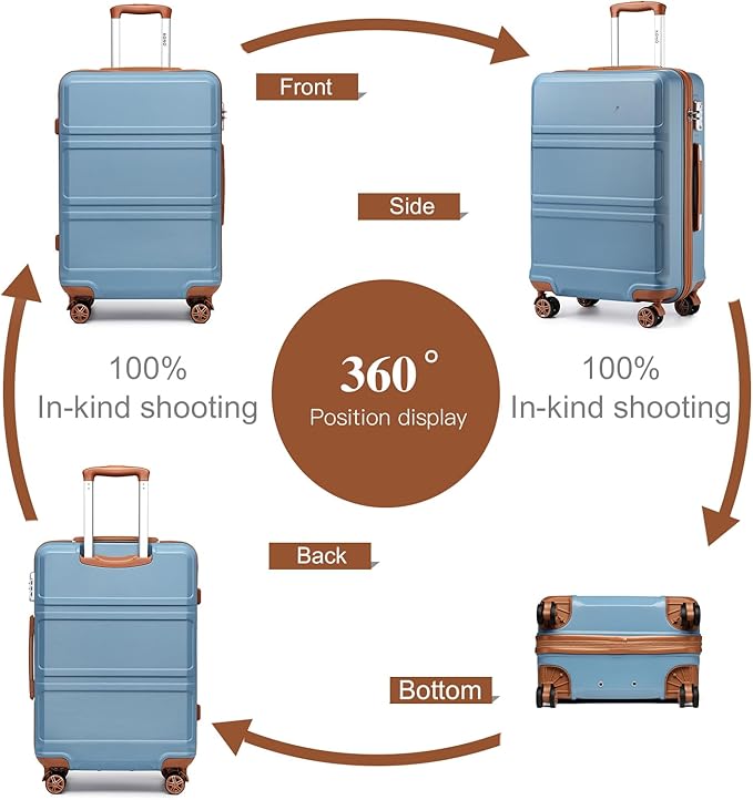 Kono Suitcase Set 3 Piece Luggage Set Expandable(only 28") Carry On Hardside Luggage with TSA Lock Spinner Wheels (Apricot Blue, 6 piece set)