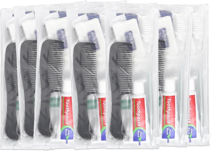 20 Sets Personal Hygiene Kit Bulk, Disposable Toothbrushes with Toothpaste Floss Comb Soap Cover Shampoo Body Wash and Vanity Kit, Toiletry Kits Homeless Supplies Bulk for Women,Men,Travel,Homeless