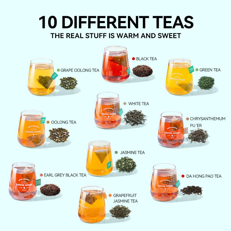 BEI CAI Tea Bags Sampler Assortment Box (50 Count) 10 Different Flavors,Perfect Variety Individually Wrapped Tea Bag,Perfect for Hotels, Offices, Food Service Gift Set &Sampler Variety Pack